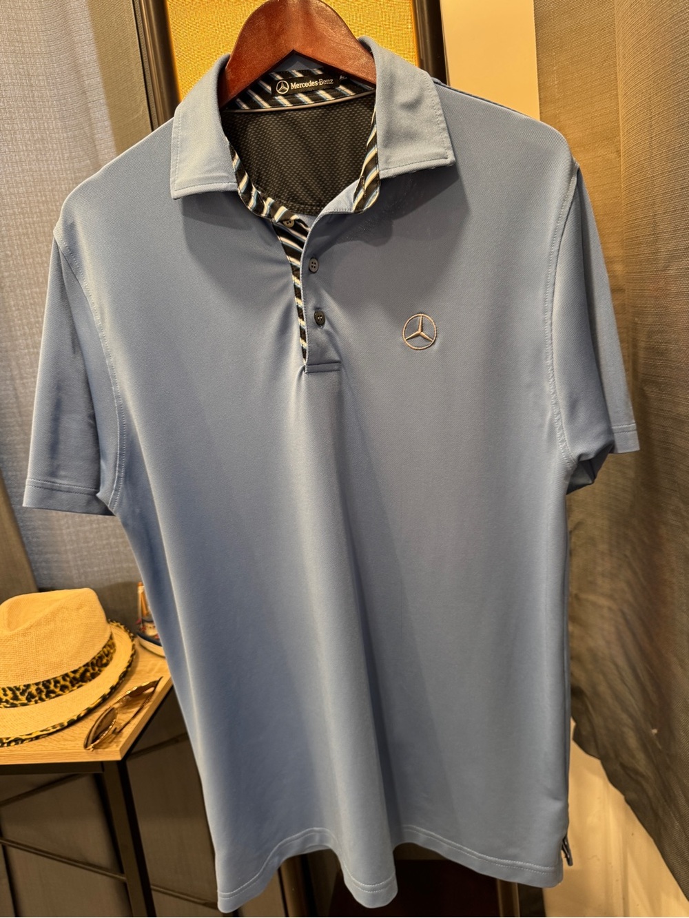 Mercedes-Benz Men's Light Blue Performance Polo